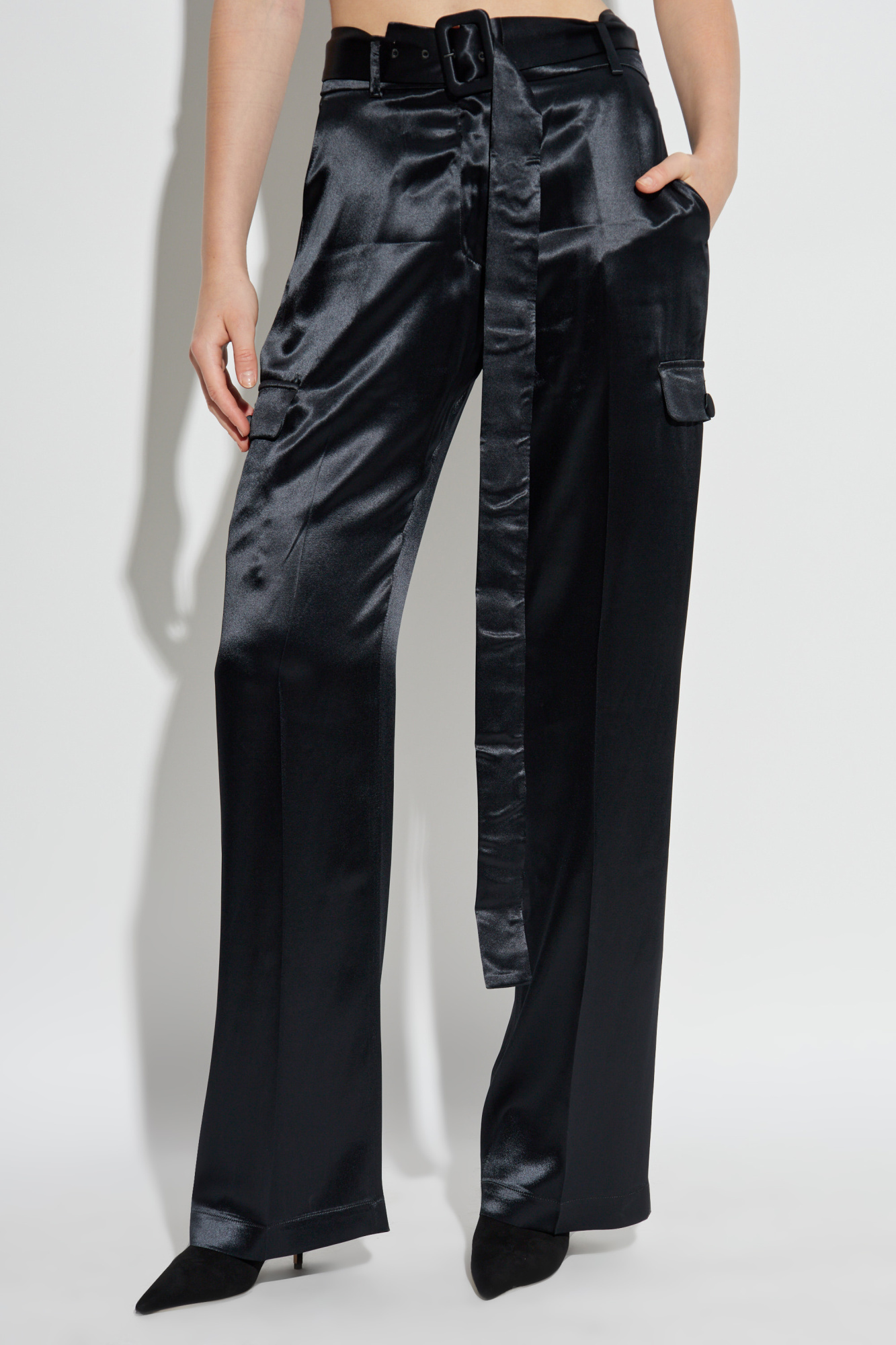 FERRAGAMO Satin trousers with belt | Women's | Vitkac
